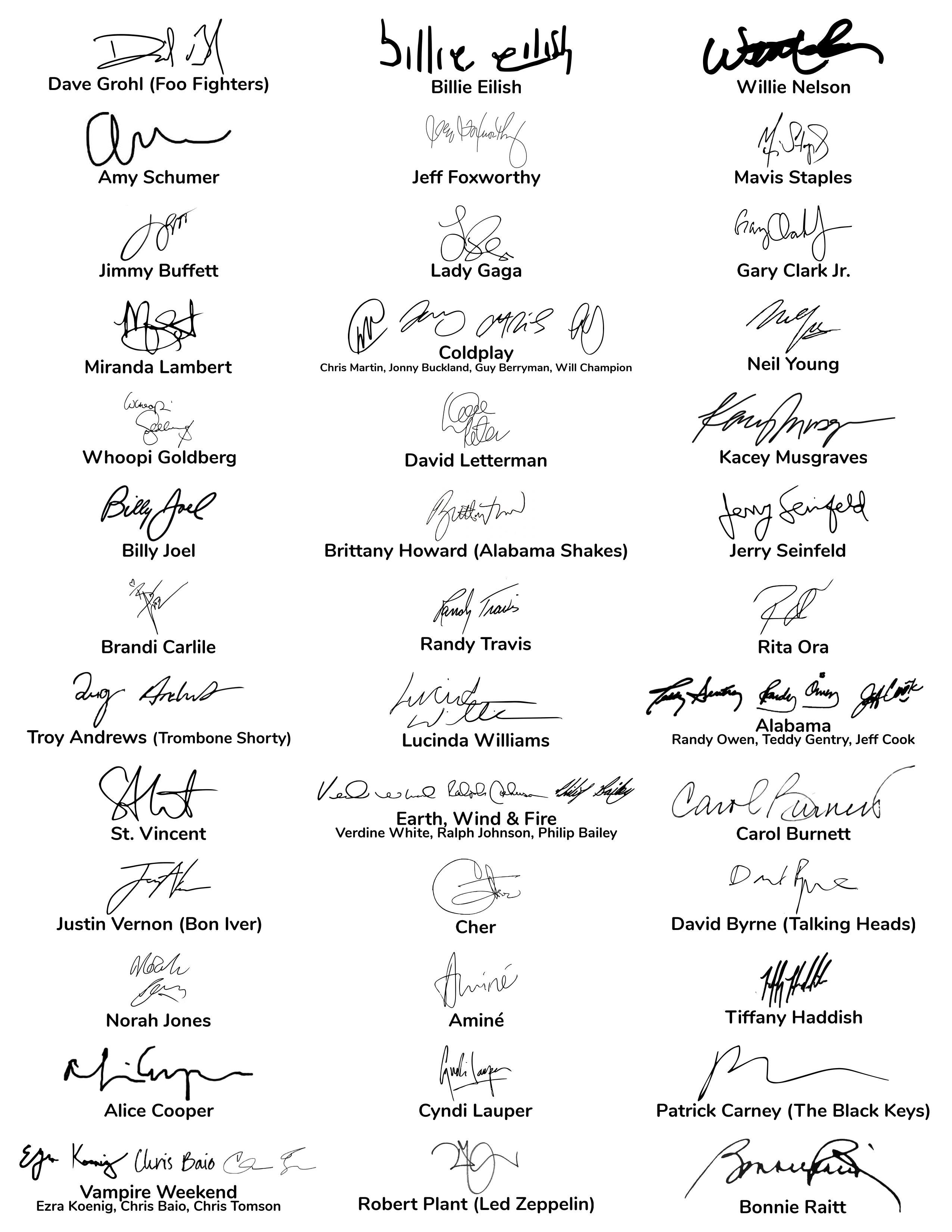 Artists' Signatures Page 1